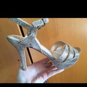 Gold snake pattern leather Vince Camuto heels